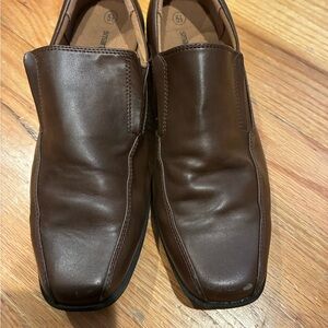 Boys Brown Leather Slip-On Shoes
